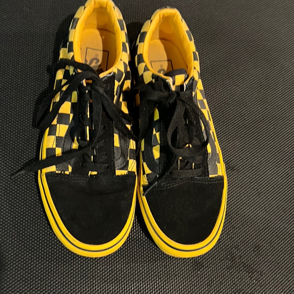 Vans Black and Yellow Checkerboard Low-Top Sneakers
